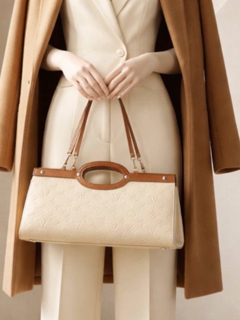Authentic Louis Vuitton Vernis Roxbury Ivory Hand Bag.